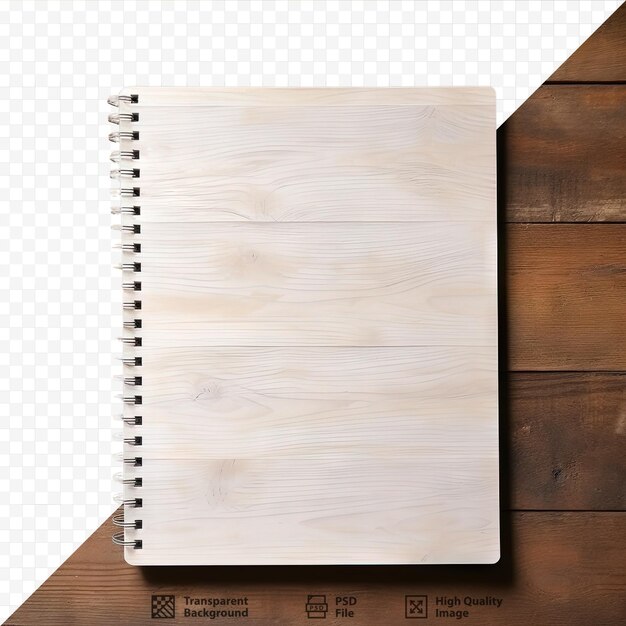 PSD testo e sfondo su tavolo di legno con carta per quaderni