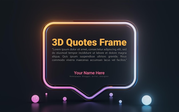text box frame with neon light background empty space 3d render concept for massage conversation