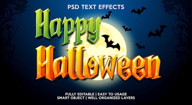 Effetto di testo in 3d testo photoshop felice halloween