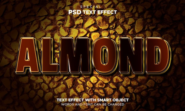 PSD text effect almond smart object