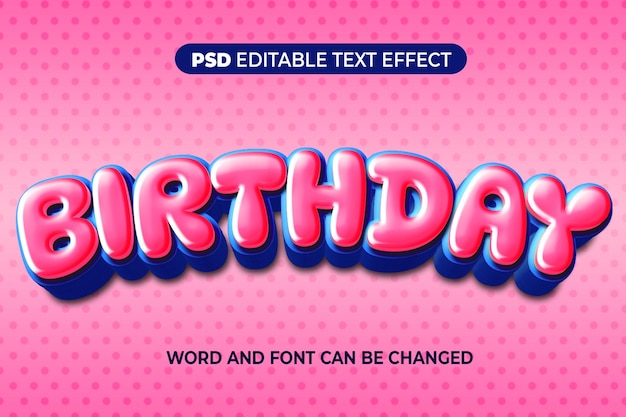 Text effect birthday pink blue