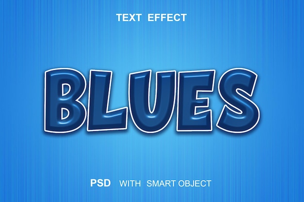 Text effect blues with smart object psd