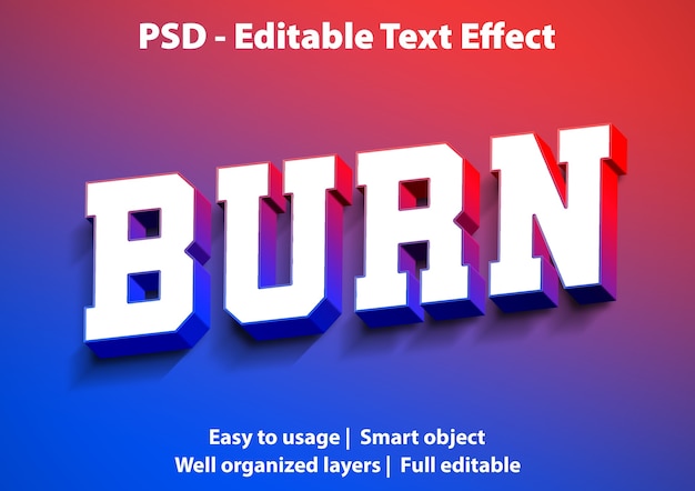 PSD text effect burn style template