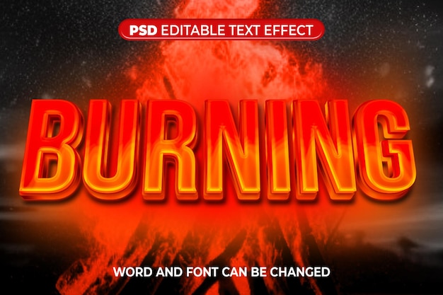 Text Effect Burning 3D Psd