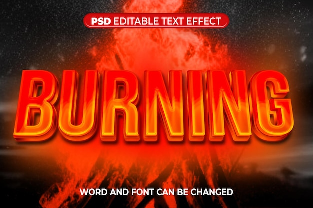 PSD text effect burning 3d psd