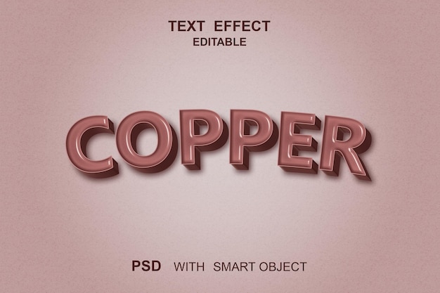 Text effect copper with smart object