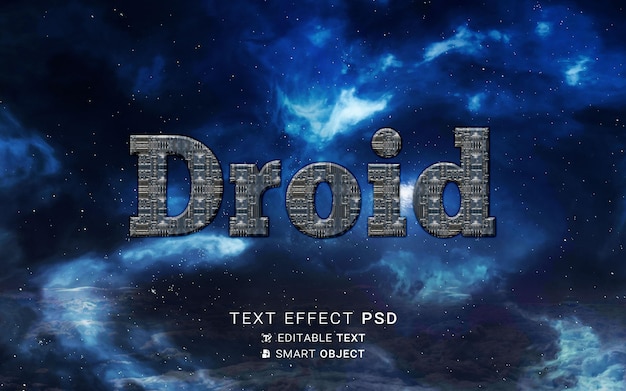 PSD text effect droid design