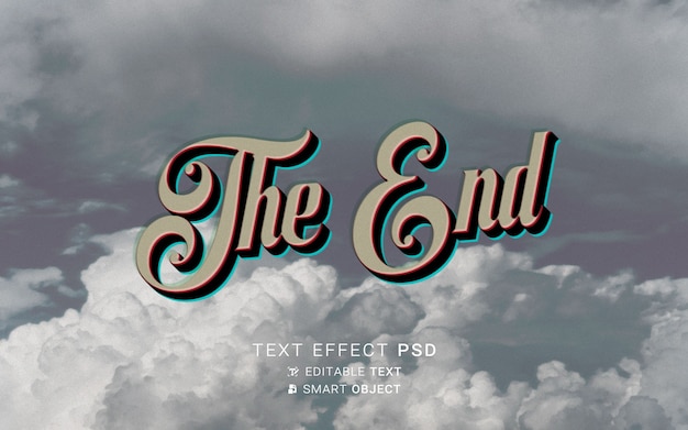 PSD text effect the end old movie design