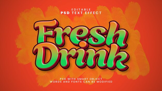 PSD text effect fresh drink