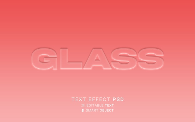 PSD text effect glass design