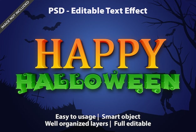 Text effect happy halloween template