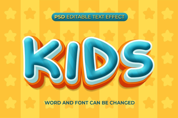 PSD text effect kids 3d psd