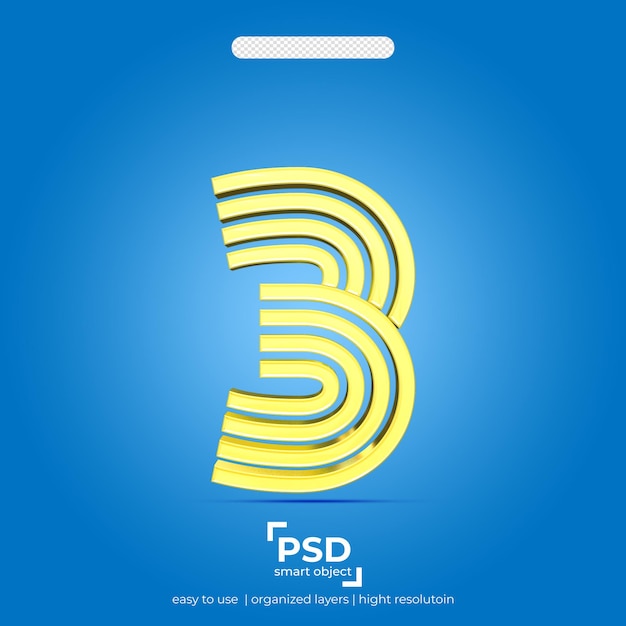 PSD text effect of line number 3