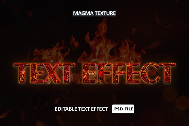 Text effect magma editable psd