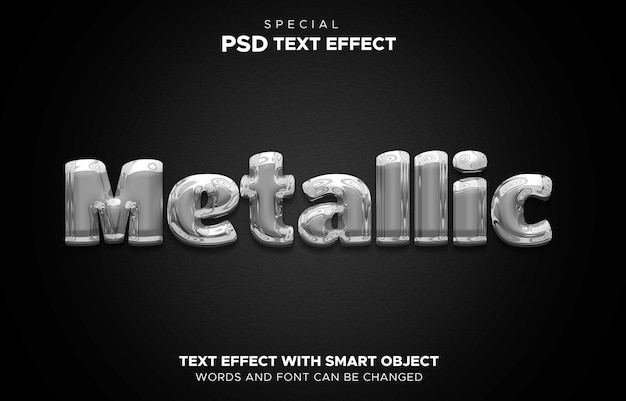 Text effect metallic smart object editable