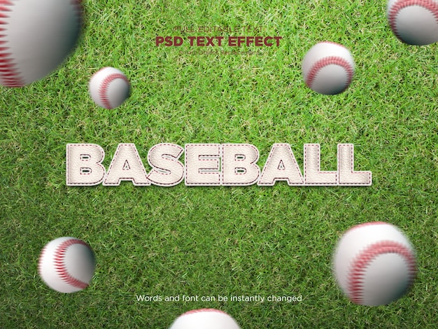 PSD sport di baseball mockup effetto testo