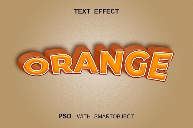 PSD text effect orange with smart object psd