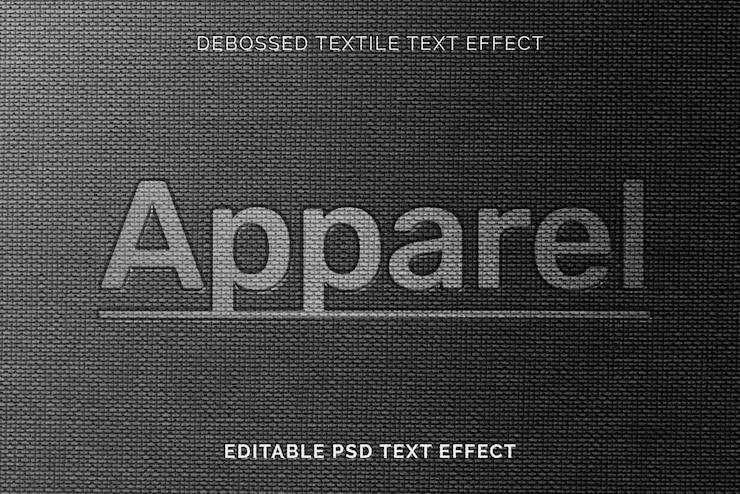PSD text effect psd, debossed textile high quality template