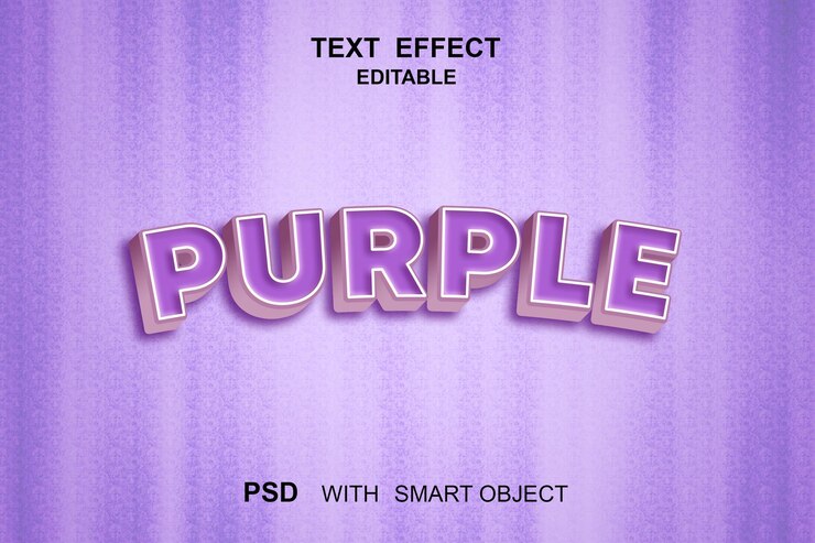 PSD text effect purple with smart object psd