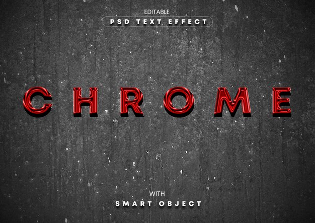 PSD text effect red chrome