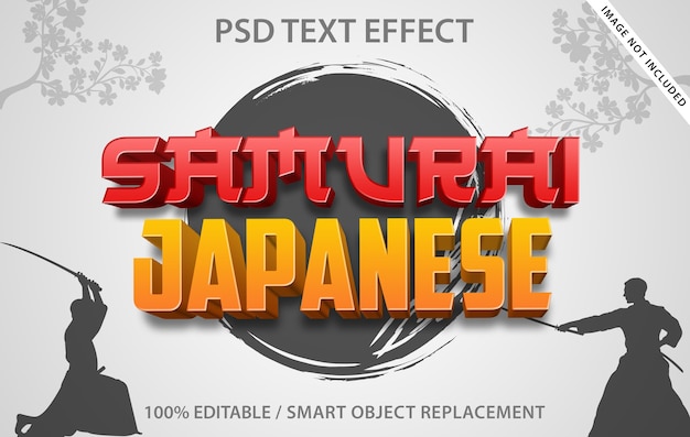 PSD modello giapponese samurai con effetto testo