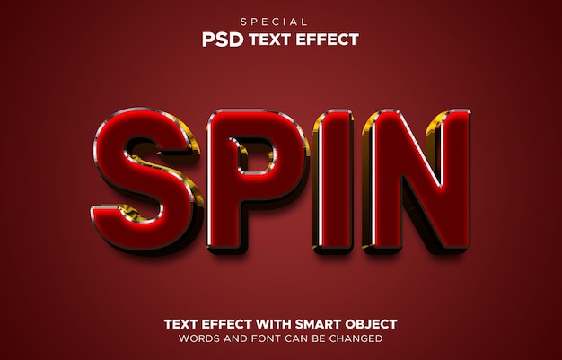 PSD text effect spin winner casino gambling editable smart object