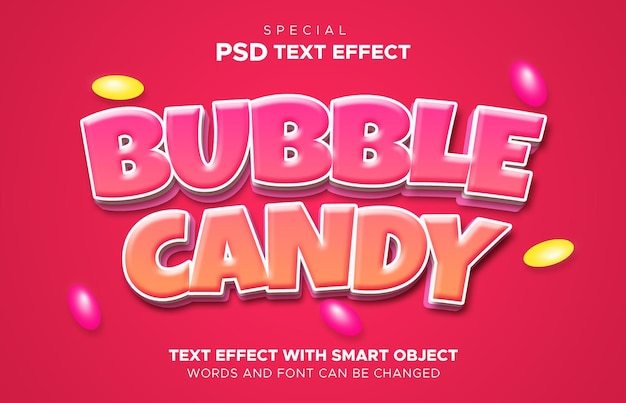 Text effect sugar candy smart object editable