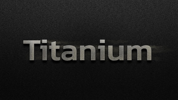 PSD text effect titanium on black background