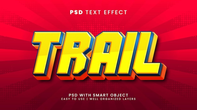 text effect trail with 3d yellow and modern editable text style