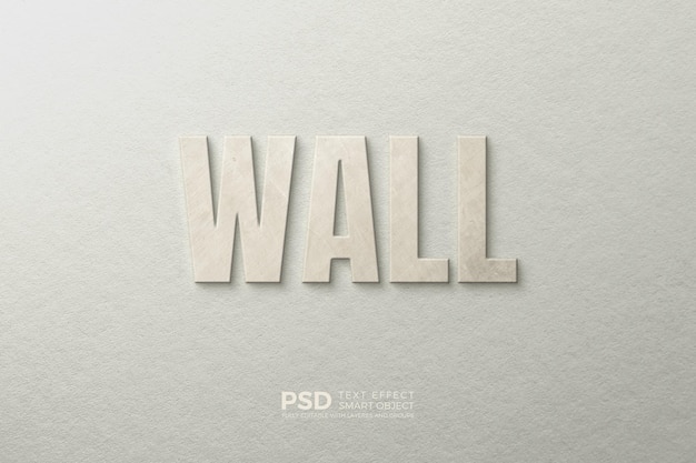 PSD effetto testo sul muro con un modello di texture morbida