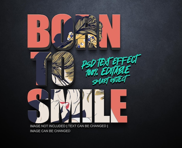 text effect with image editable smart object