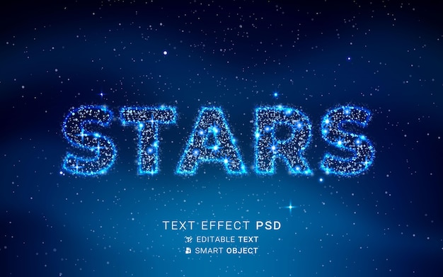 PSD effetto testo con design a particelle