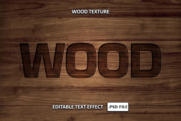 Текстовый эффект Wood 2 редактируемый PSD