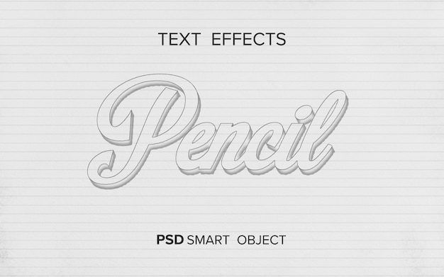 PSD text effect writing pencil style