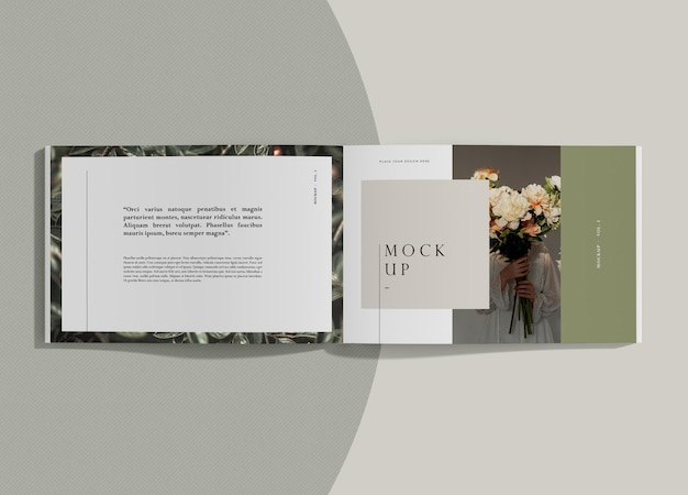 PSD text and flowers editorial magazine mock-up