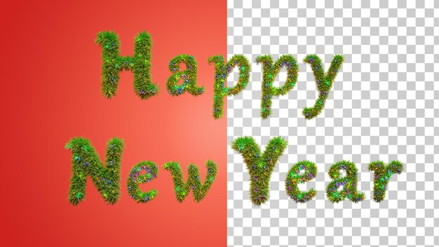 Text Happy New Year covered with fir branches Happy New Year lettering from branches Christmas tree