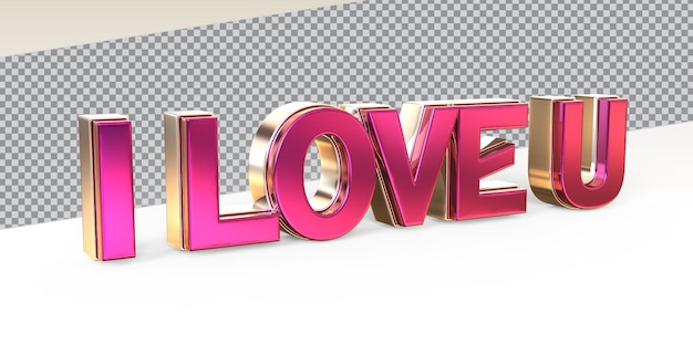 Text i love u 3d render