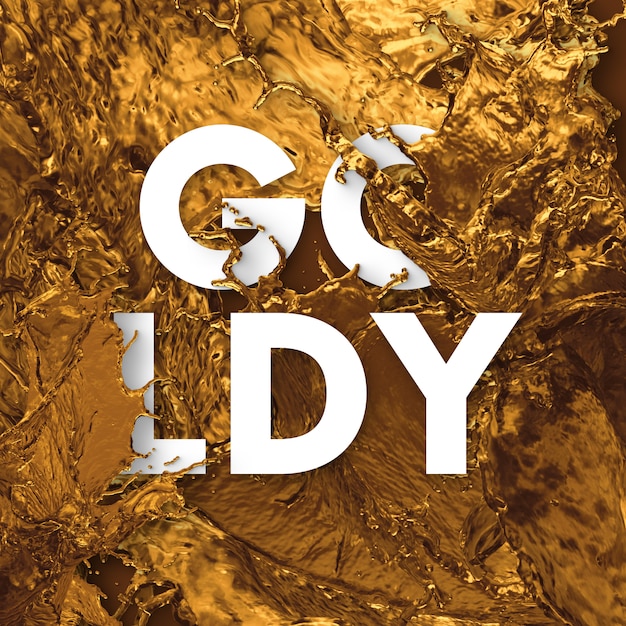 PSD text letters in splash liquid - gold