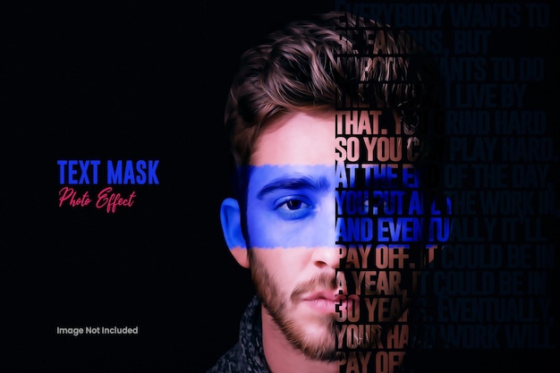 PSD text mask portrait photo effect template