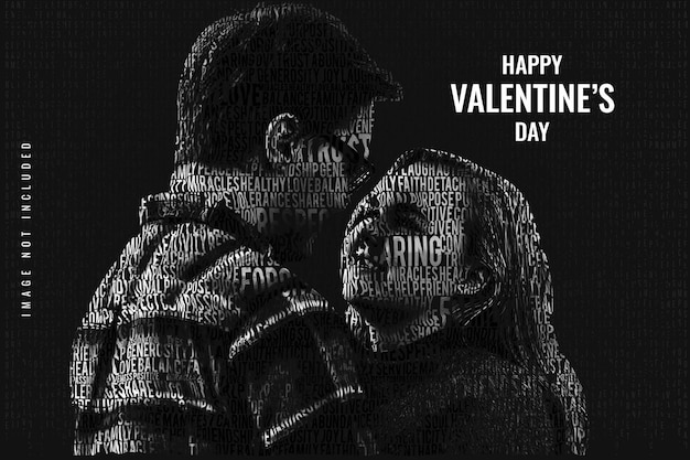 PSD text masking effect for valentines day