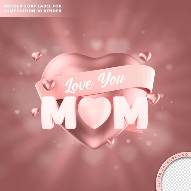 PSD text mothers day for composition 3d render