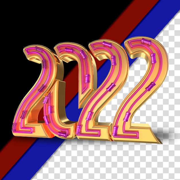 PSD text number 2022 3d rendering