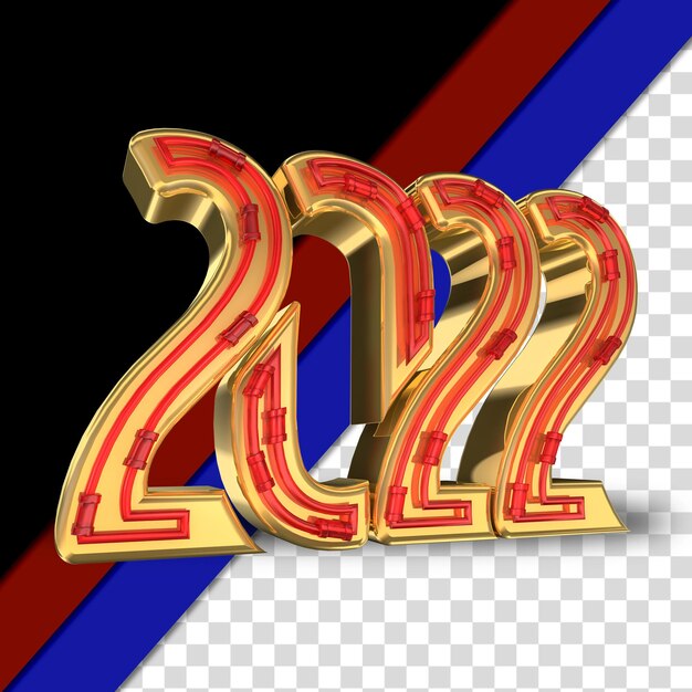 Text number 2022 3d rendering