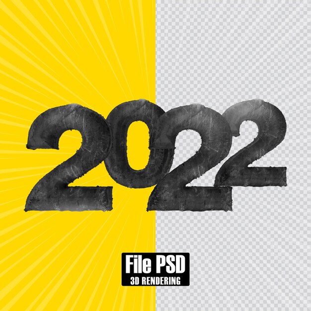 PSD text number 2022 3d rendering