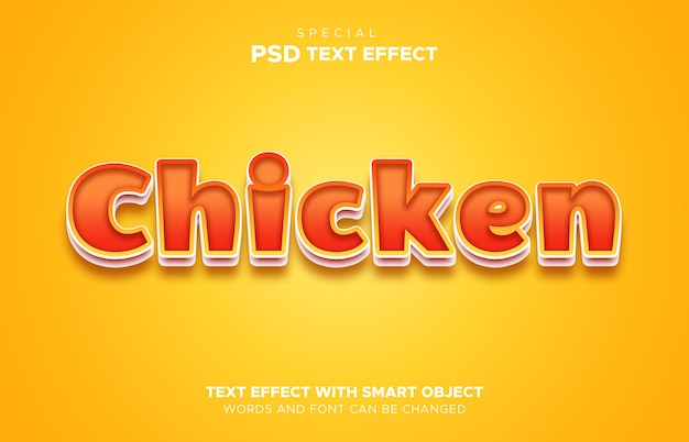 Text style 3d effect chicken mockup