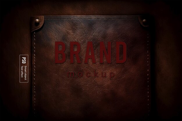 PSD text style effect dark brown leather vintage background