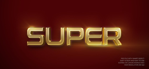 Text super with editable 3d style text effect