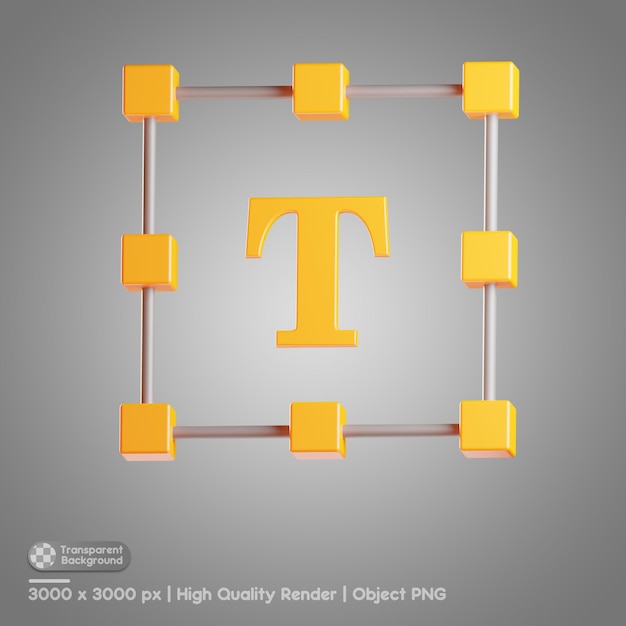 PSD illustrazione 3d dello strumento di testo