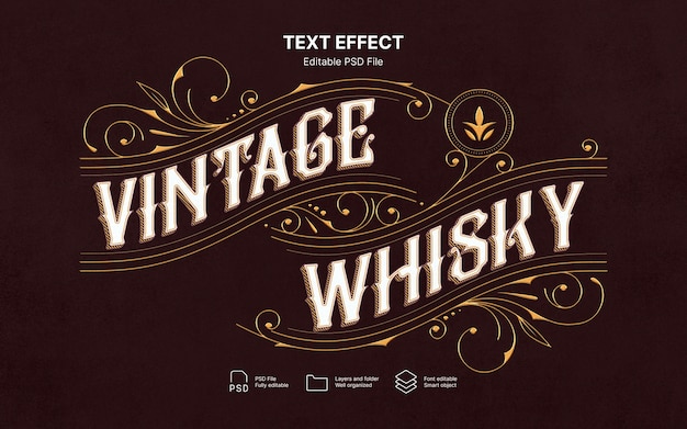 Texteffect op whisky-etiketten