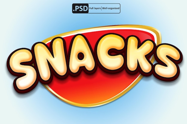 PSD texteffect van het snacks-logo